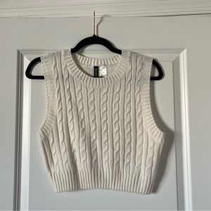 H&M White Crop Sweater Vest (S)